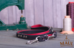 Lederleine "Premium" schwarz / rot 2m / 20mm...